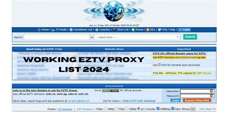 EZTV Proxy List mirror (January 2024) .